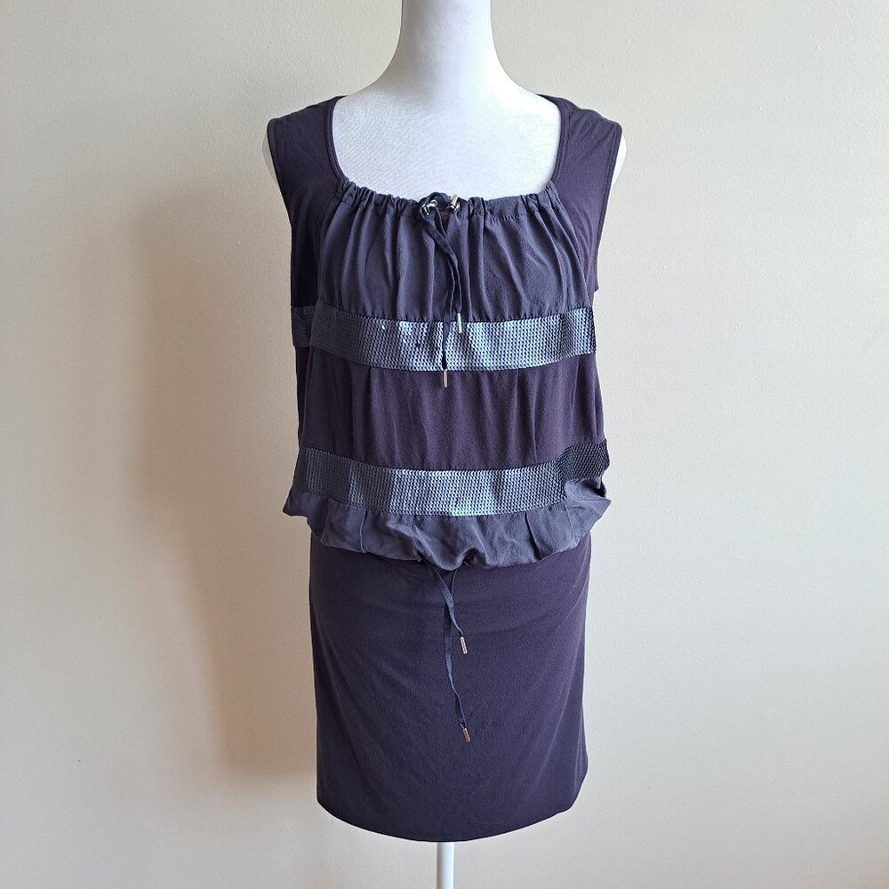 VDP Italian Dark Blue Mini Dress with Sequins Size 42 / M